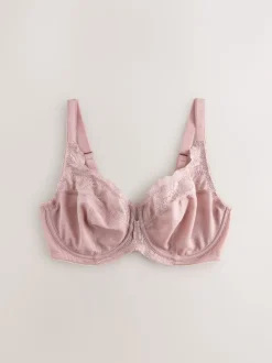 Marineblauw/bessenrood/roze - DD+ Beha's met volledige cups zonder vulling, set van 3 met kantversiering