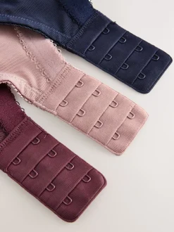 Marineblauw/bessenrood/roze - Total Support ultiem comfortabele kanten beha's met volledige cups 3 stuks