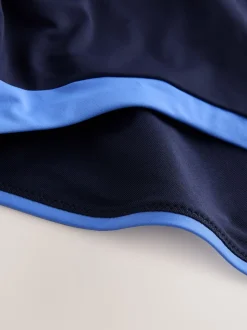 Marineblauw/blauw - Hoogsluitende halterbadpak met buikcorrectie