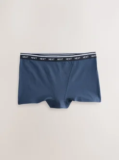 Marineblauw/chocoladebruin gestreept - 7 Katoenen slipjes met logotailleband