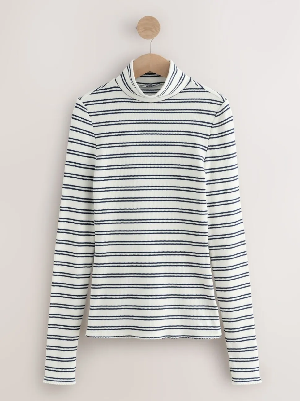 Marineblauw/crèmekleurig gestreept - Thermal Maximum Warmth Cosy Ribbed Roll Neck Top