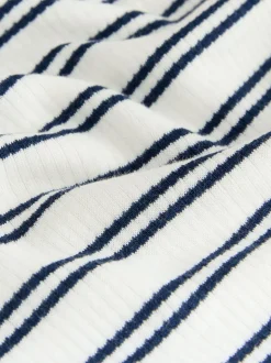 Marineblauw/crèmekleurig gestreept - Thermal Maximum Warmth Cosy Ribbed Roll Neck Top