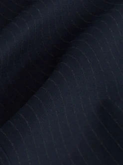 Marineblauwe krijtstreep - Smoothing Ponte Jersey Broek met Wijde Pijpen