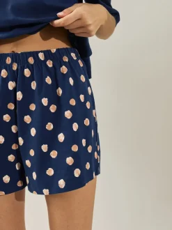 Marineblauwe stip - Korte katoenen pyjama