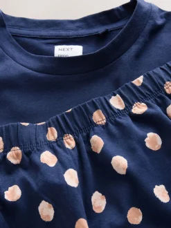 Marineblauwe stip - Korte katoenen pyjama