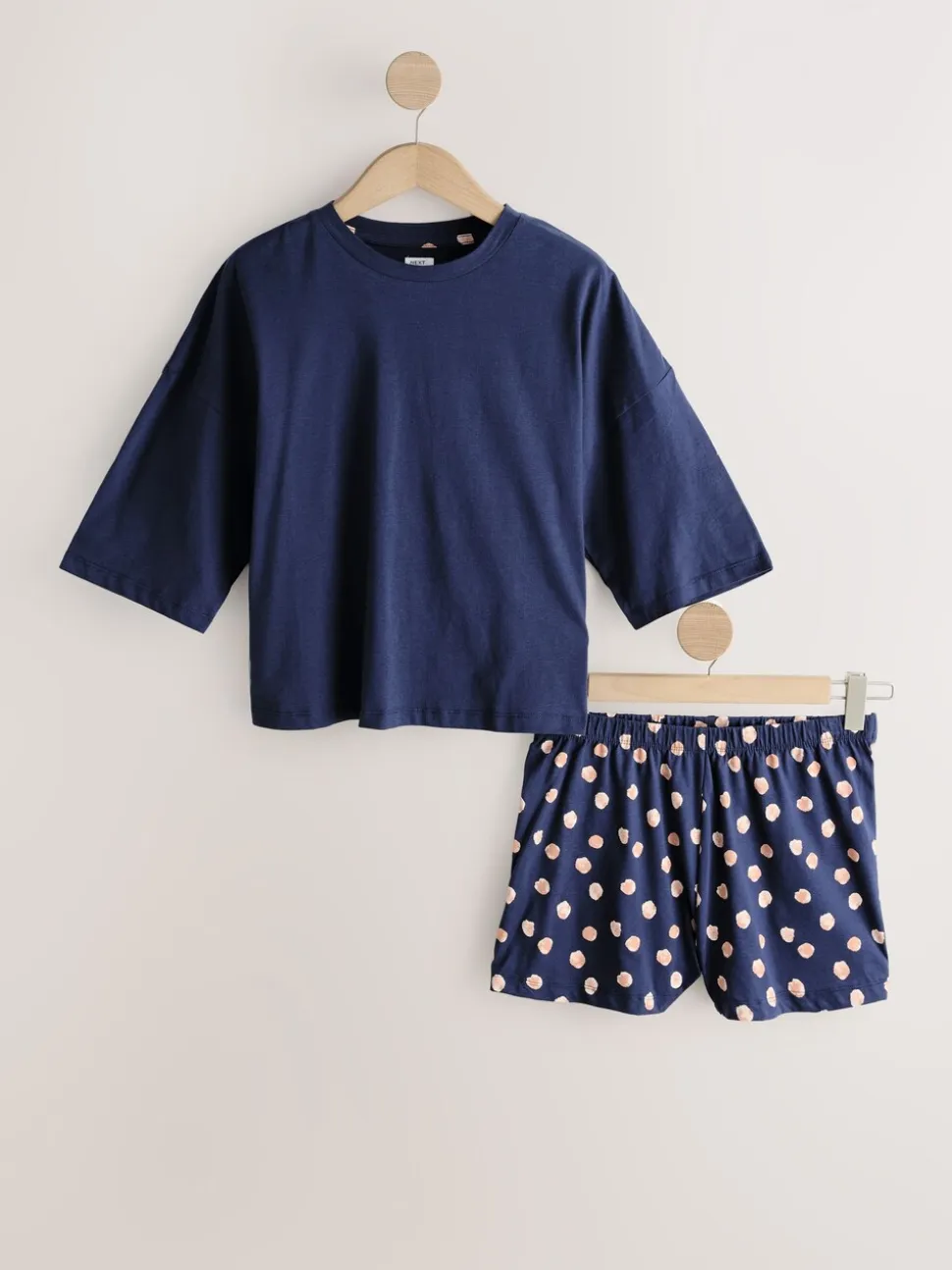 Marineblauw/gele stippen - Korte pyjamaset 2 stuks