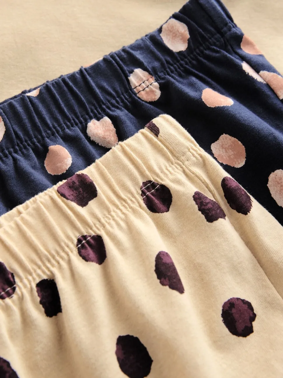 Marineblauw/gele stippen - Korte pyjamaset 2 stuks