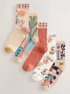 Marrakesh Mix Print - Set van 5 paar enkelsokken
