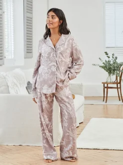 Mauve roze - Laura Ashley Josette pyjama met knopen