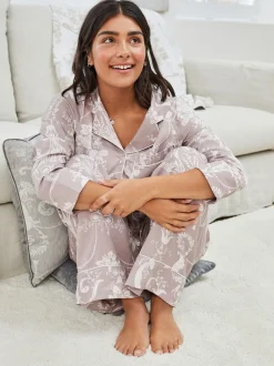 Mauve roze - Laura Ashley Josette pyjama met knopen