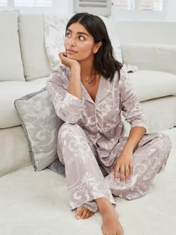 Mauve roze - Laura Ashley Josette pyjama met knopen