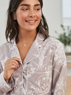 Mauve roze - Laura Ashley Josette pyjama met knopen