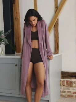 Mauve-paars - Studio Cosy Ribbed Dressing Gown