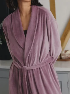 Mauve-paars - Studio Cosy Ribbed Dressing Gown