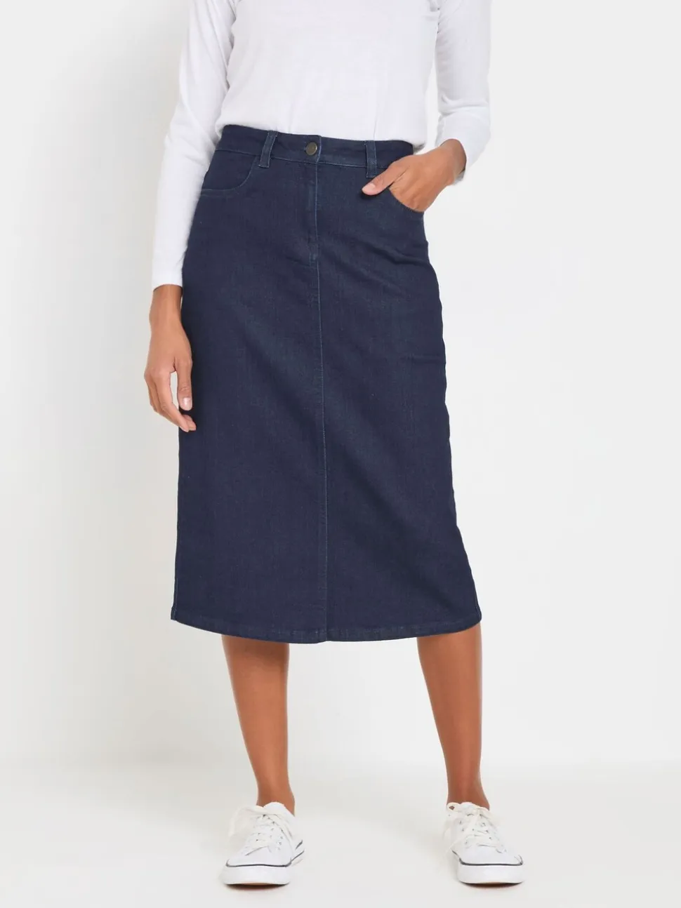 M&Co Denim Midi Skirt