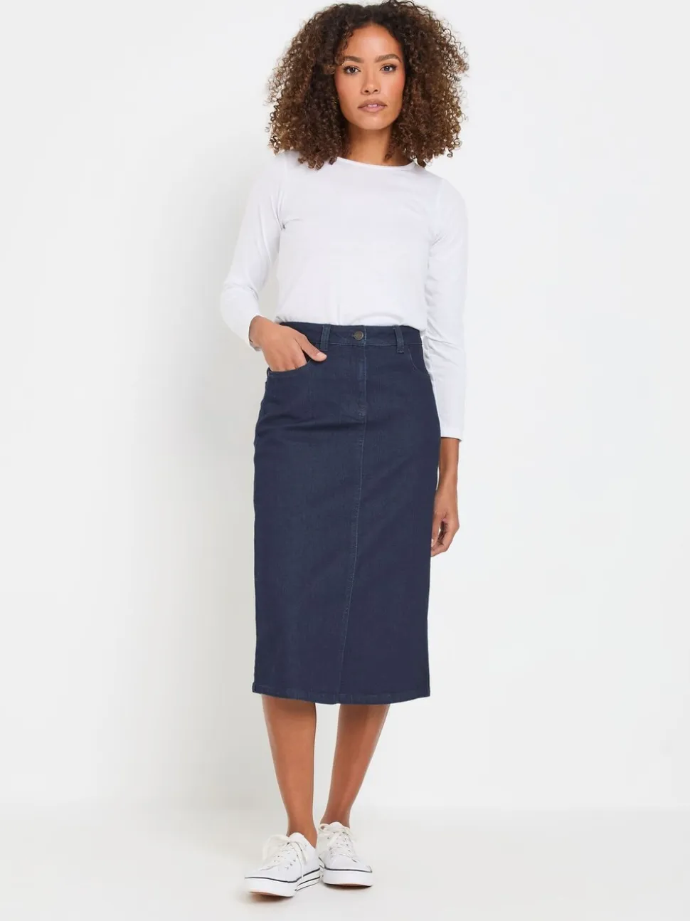 M&Co Denim Midi Skirt