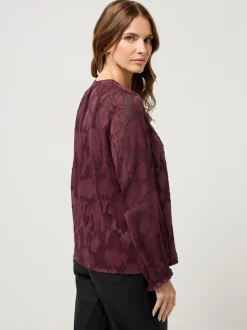 M&Co Jacquard V-Neck Blouse