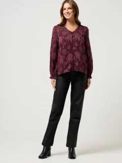 M&Co Jacquard V-Neck Blouse