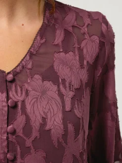 M&Co Jacquard V-Neck Blouse
