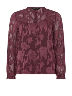 M&Co Jacquard V-Neck Blouse