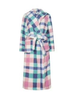 M&Co Multi Check Borg Shawl Robe