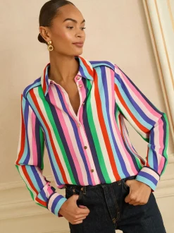 Meerdere strepen - Love & Roses Long Sleeve Button Through Shirt