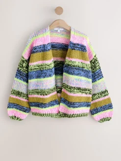 Meerkleurige blauw/groene streep - Zacht aanvoelend Grof gebreid vest