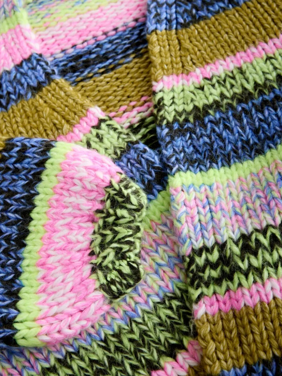 Meerkleurige blauw/groene streep - Zacht aanvoelend Grof gebreid vest