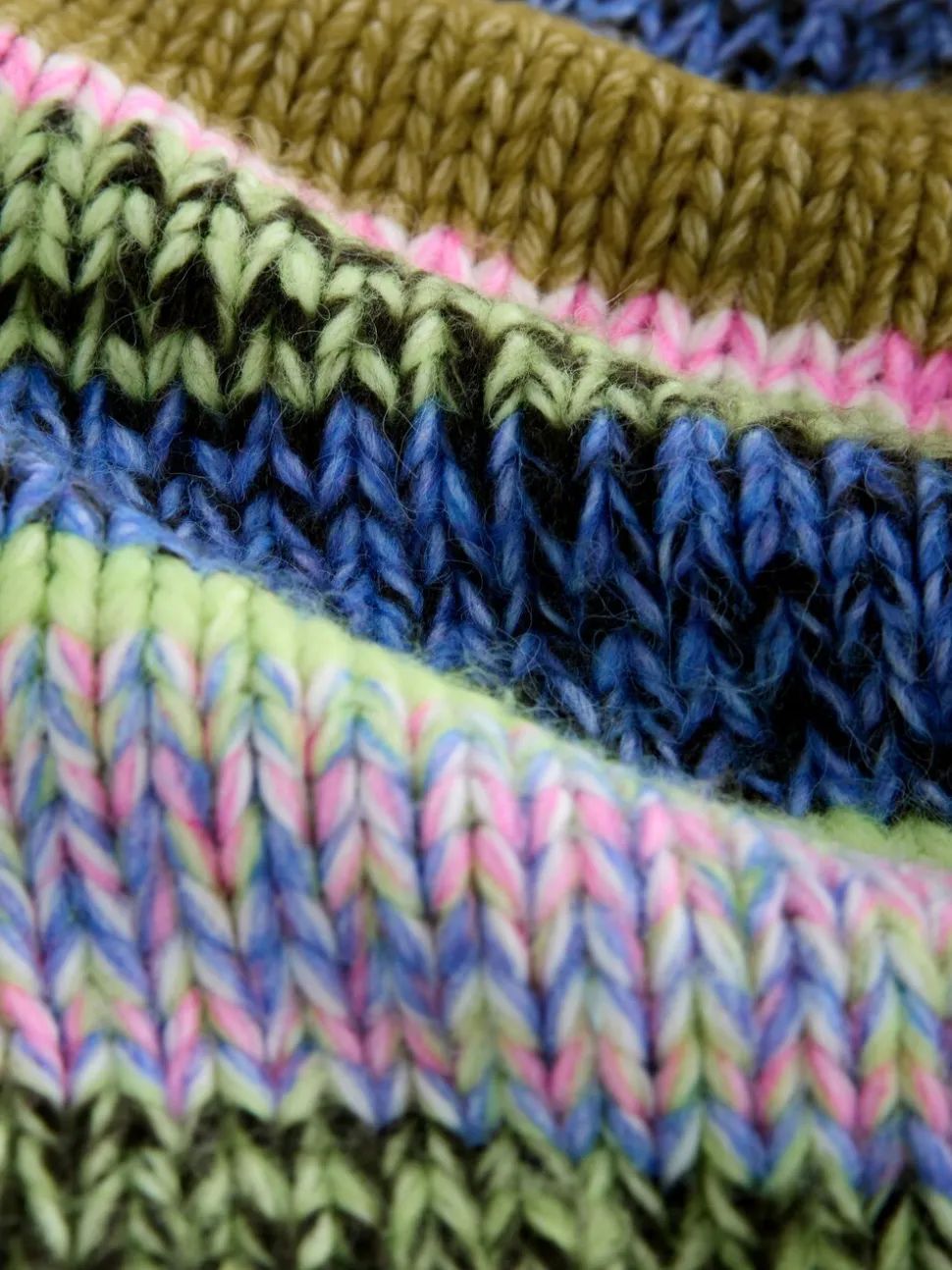 Meerkleurige blauw/groene streep - Zacht aanvoelend Grof gebreid vest