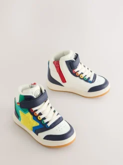 Meerkleurige bouclé met regenboog - Little Bird by Jools Oliver - Hoge sneakers met sterren
