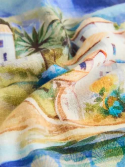Meerkleurige schilderachtige print - Relaxed Long Sleeve Shirt With Linen
