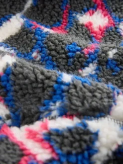 Met verschillende dierenprints - Borg fleece jack met elleboogpatch en capuchon