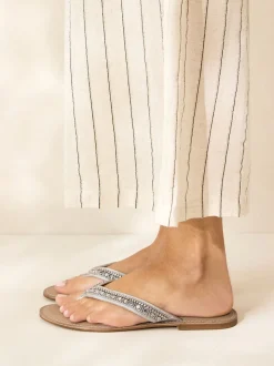 Metallic - Teensandalen met kralen