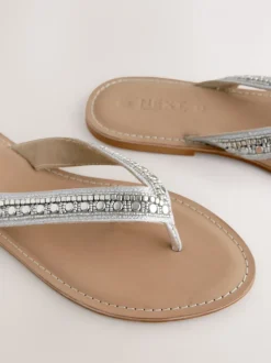 Metallic - Teensandalen met kralen