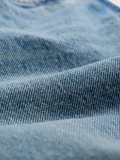 Mid Blue Polka Dot - Mid Rise Ankle Straight Leg Jeans With Scarf