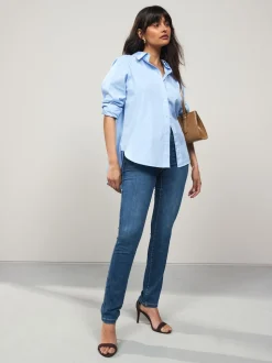 Middenblauw denim - Figuurvormende slim jeans