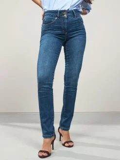 Middenblauw denim - Figuurvormende slim jeans