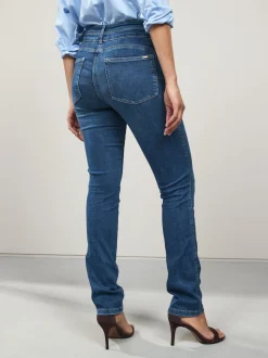 Middenblauw denim - Figuurvormende slim jeans