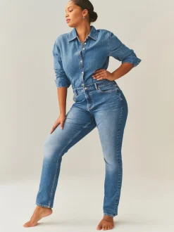 Middenblauw denim - Hourglass Mid Rise Stretch Slim Jeans
