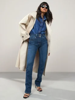 Middenblauw denim - Lift, slim en shape jeans met bootcut
