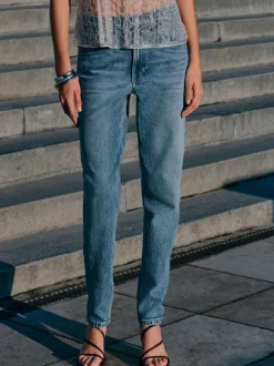 Middenblauw denim - Mom Comfort Jeans met Stretch Column