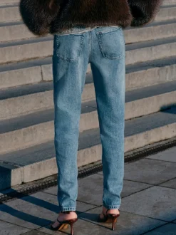 Middenblauw denim - Mom Comfort Jeans met Stretch Column