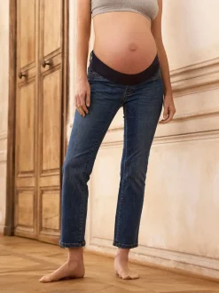 Middenblauw met wassing - Seraphine Premium Slim-Fit Zwangerschapsjeans van Biologisch Katoen Onder de Buik