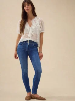 Middenblauwe denim wassing - Skinny jeans met verlengings- en afslankeffect