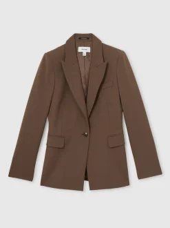 Mink neutraal - Reiss Gabi maatsnit-kostuumblazer met enkele knoopsluiting