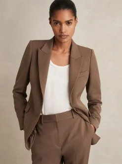 Mink neutraal - Reiss Gabi maatsnit-kostuumblazer met enkele knoopsluiting