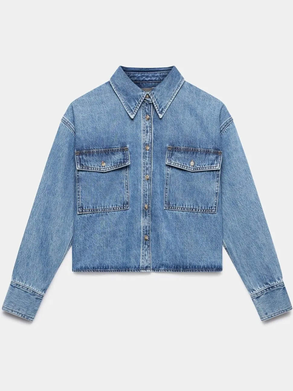 Mint Velvet 100% katoenen cropped denim overhemd