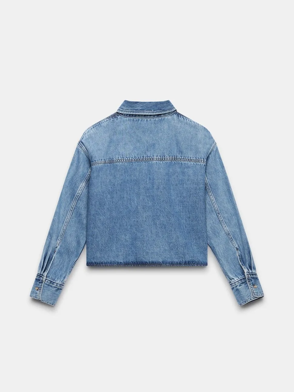 Mint Velvet 100% katoenen cropped denim overhemd