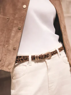 Mint Velvet Leopard Textured Leather Belt