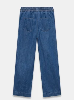 Mint Velvet Tie Waist Side Stripe Wide 100% Cotton Jeans